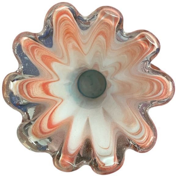 Vintage‎ Murano Italian Glass Vase Orange White Swirl - Picture 2 of 3